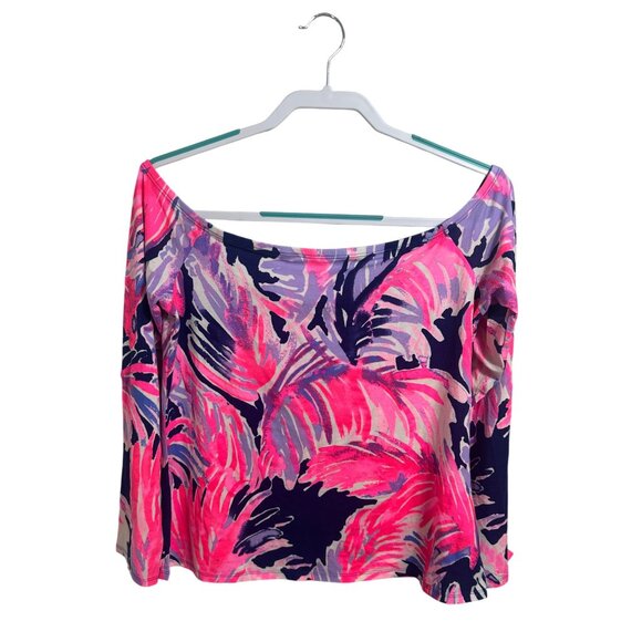 NWOT Lilly Pulitzer Audelia Off Shoulder Long Sleeve Top Multicolor Print Size L - Picture 4 of 6